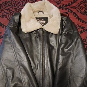 Vintage leather and faux fur lined jacket military grade